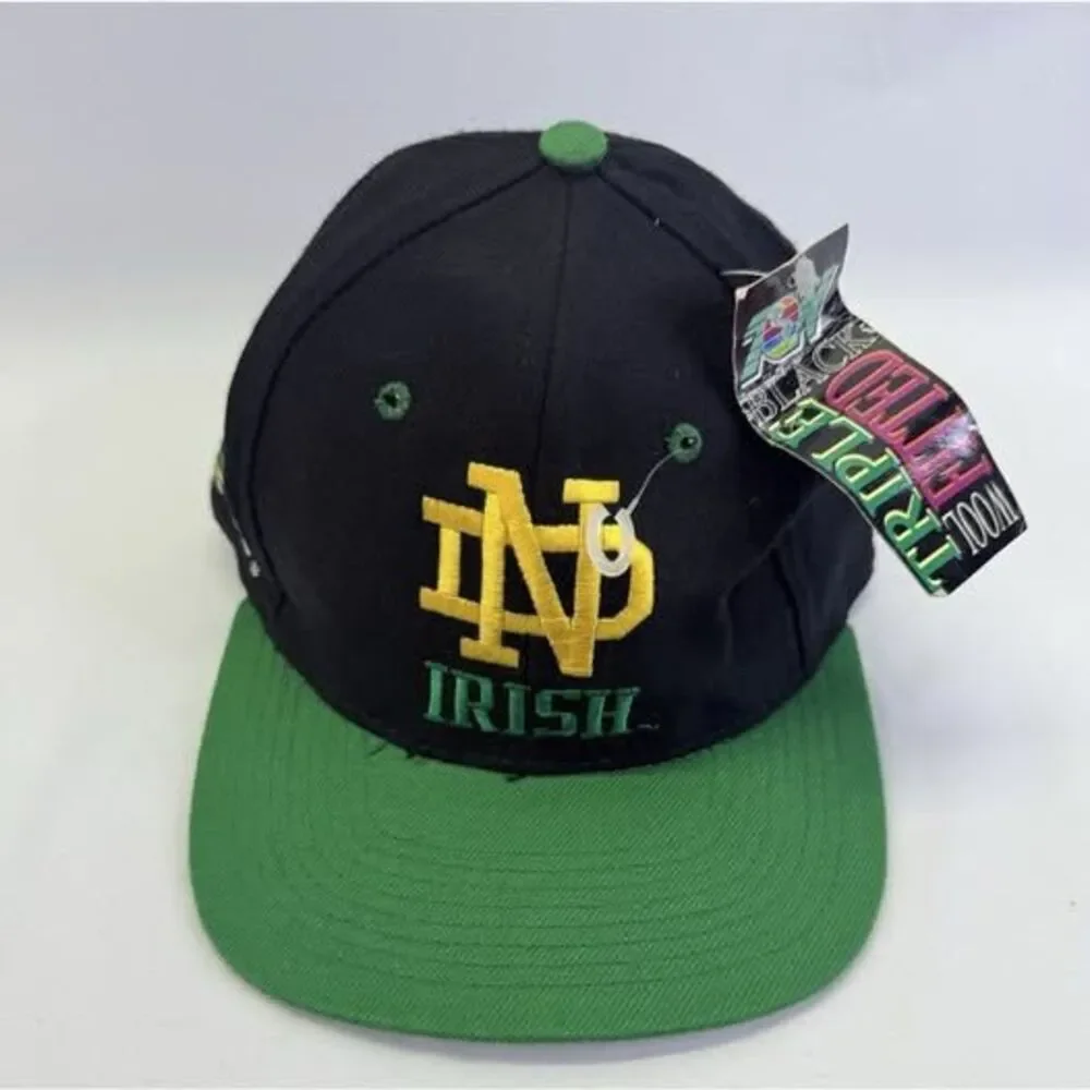 90s Notre Dame ND Fighting Irish Fitted Hat Sz7 Top of the World TOW Mascot bold